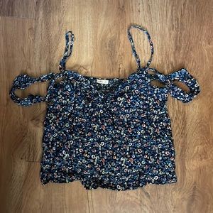 Hollister flower pattern blue tank